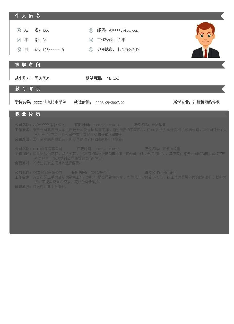 2526_医药代表医药销售类岗位求职简历模板  - 医疗护理简历模板